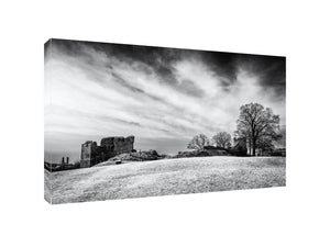 Snow at Kendal Castle - Black and White Wall Canvas