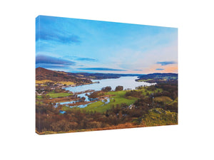 Winter Sunset over Lake Windermere - Wall Canvas