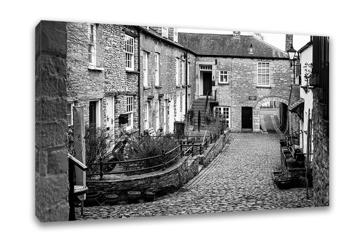 Black and White Photographic Canvas of Dr Mannings Yard, Kendal, Wall Canvas