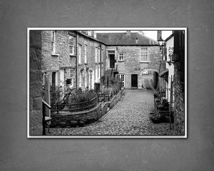 Black and White Photographic Canvas of Dr Mannings Yard, Kendal, Wall Canvas