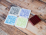 Load image into Gallery viewer, Set of 4 Lake District Drinks Coasters (white background) with Coaster Stand
