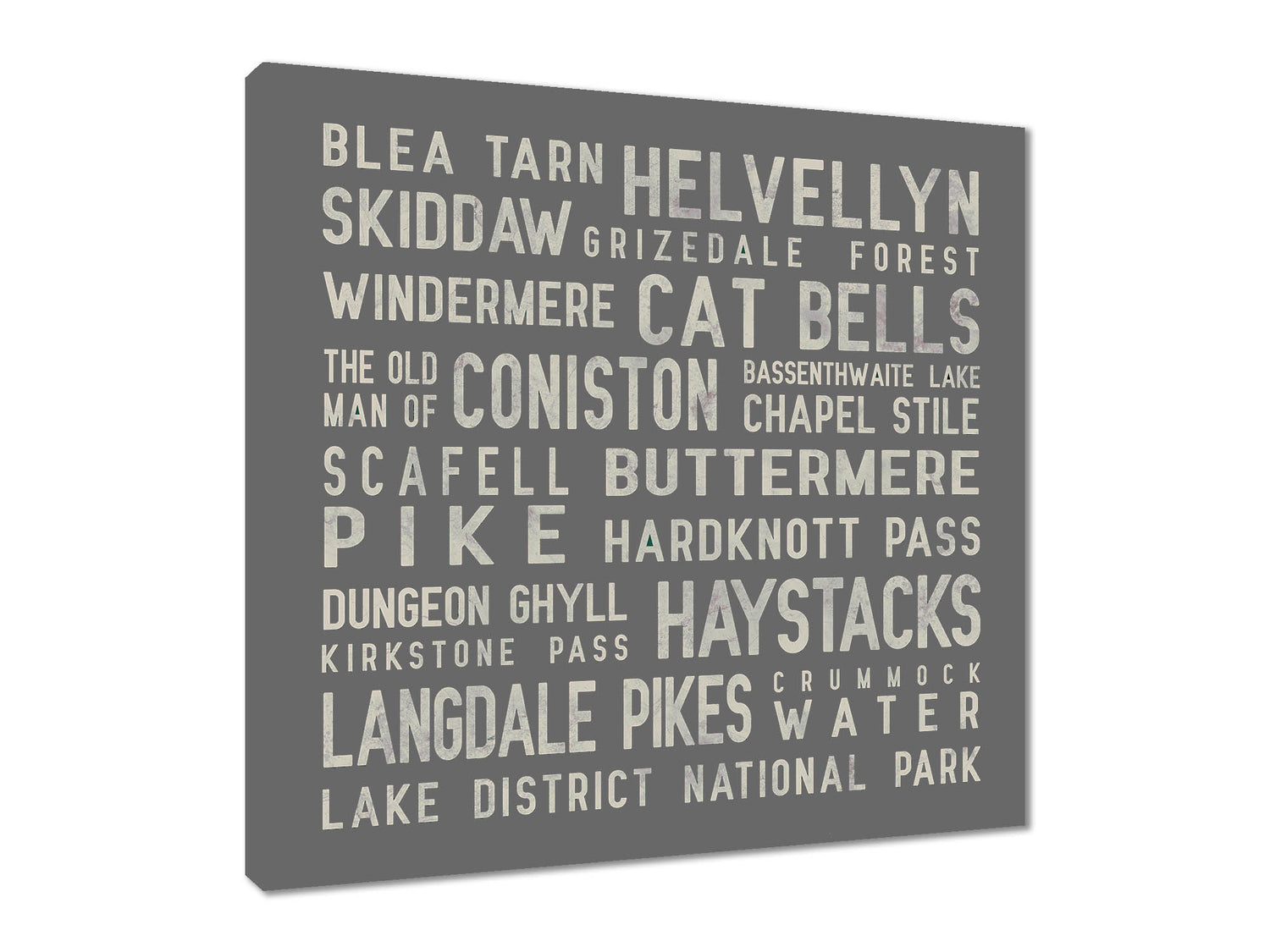 Lake District Place Names Canvas.