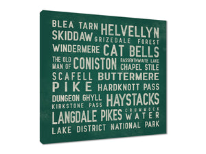 Lake District Place Names Canvas.