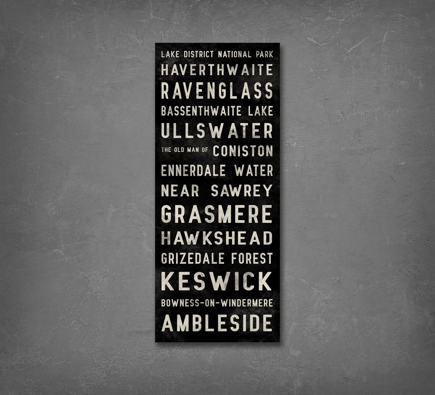 Lake District Sign - Bus Scroll Wall Canvas