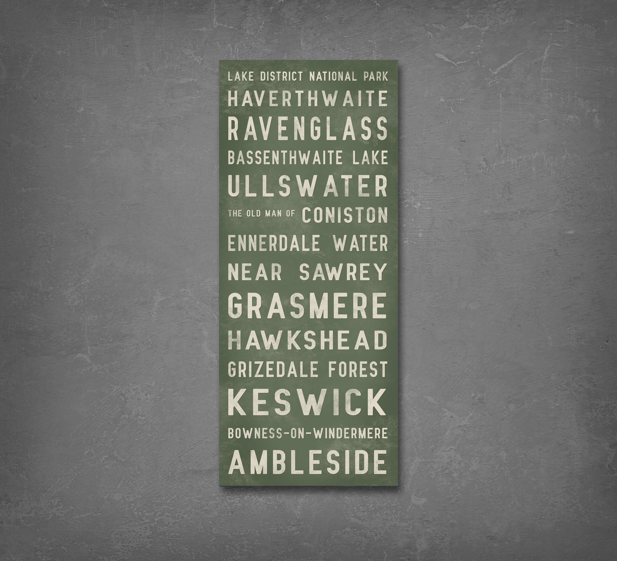 Lake District Sign - Bus Scroll Wall Canvas