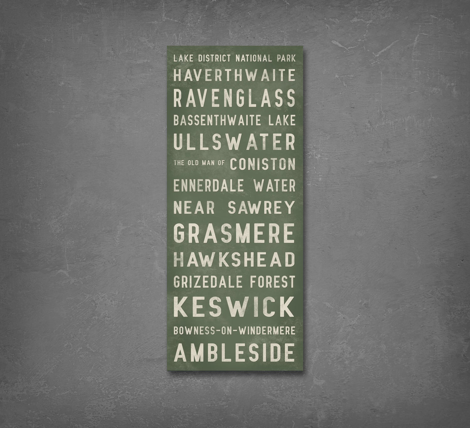 Lake District Sign - Bus Scroll Wall Canvas