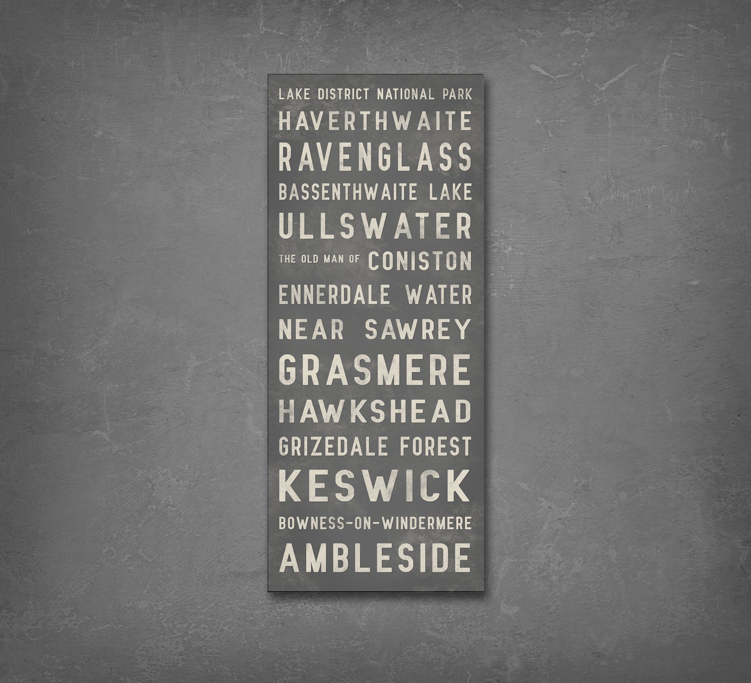 Lake District Sign - Bus Scroll Wall Canvas