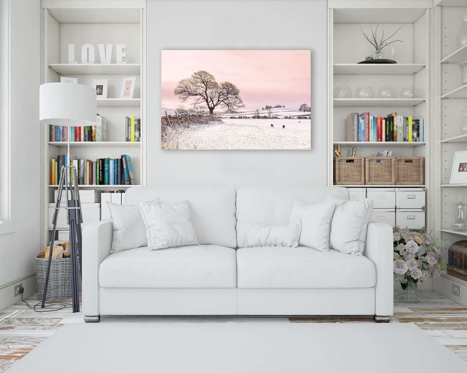 Winter snow on fields near Kendal, Wall Canvas